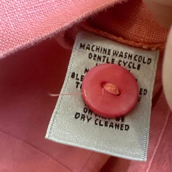 Units Pink Collar Button Down 100% Linen Pink Collar Button Down - Picture 8 of 8
